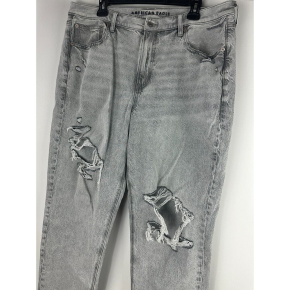 American Eagle AE Ripped '90s Straight Jean Haze Gray Jeans Womens Plus Size 18 - Picture 8 of 13